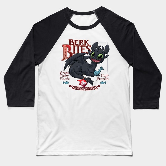 Berk Bites Baseball T-Shirt by Dooomcat